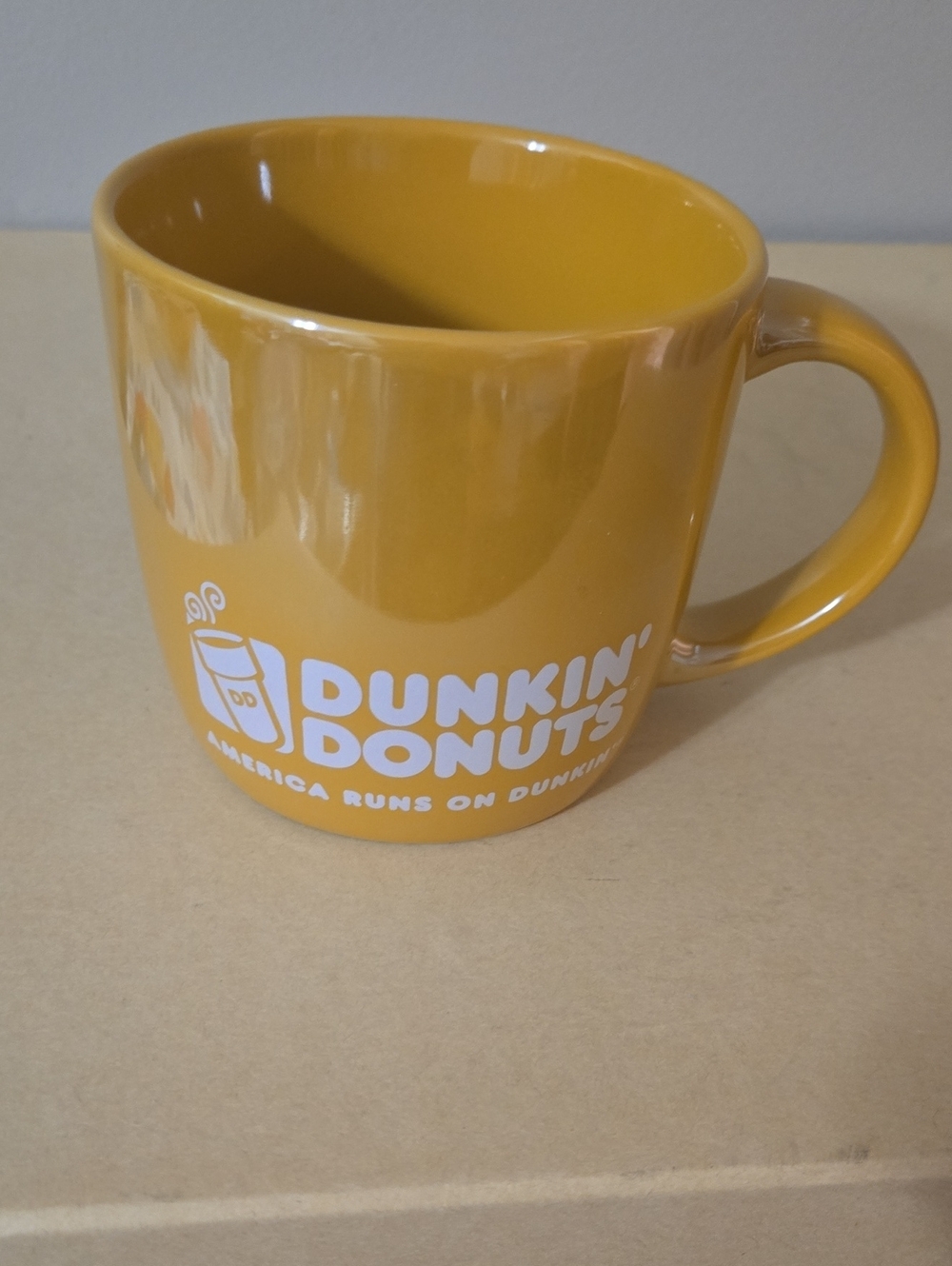 Dunkin' Donuts 2014 Golden Mustard Yellow Ceramic Coffee Mug